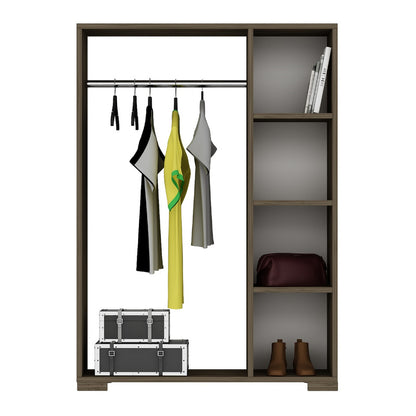 Kledingkast – Garderobekast – Kleerkast – Opbergkast – Dichte Kast – Antraciet – Compact 126x90x30 cm – Stevig Spaanplaat met Kledingstang