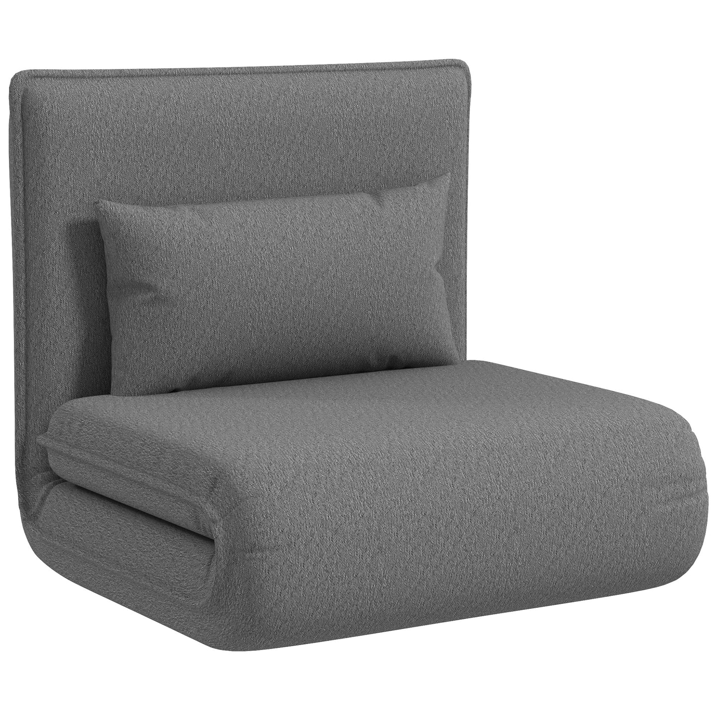 Bedbank – Slaapbank – Slaapstoel – Zitbank – VloersoFa – 3-in-1 Multifunctioneel – Verstelbare Rugleuning – Belastbaar Tot 150 Kg – Donkergrijs