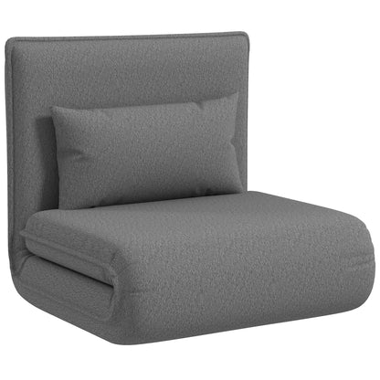 Bedbank – Slaapbank – Slaapstoel – Zitbank – VloersoFa – 3-in-1 Multifunctioneel – Verstelbare Rugleuning – Belastbaar Tot 150 Kg – Donkergrijs
