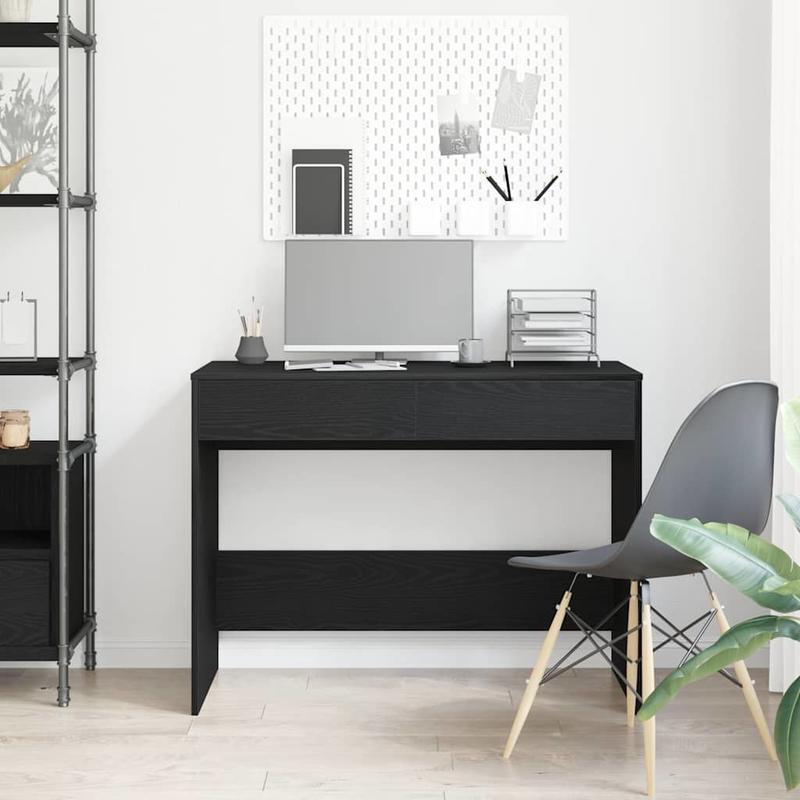 Bureau – Computertafel – Schrijftafel – Werkbureau – Kantoormeubel – Zwart Eiken – Spaanplaat – Ruime Werkplek 101x50x76,5 cm – Handige Opbergruimte