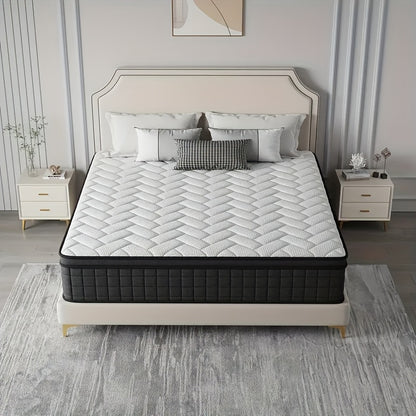 Queen Size Independent Pocket Spring Mattress | Memory Foam, Ergonomic Design, Medium Firmness, Luxurious Soft Comfort, Gray Wedding Mattress