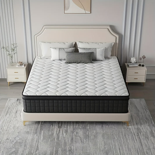 Queen Size Independent Pocket Spring Mattress | Memory Foam, Ergonomic Design, Medium Firmness, Luxurious Soft Comfort, Gray Wedding Mattress