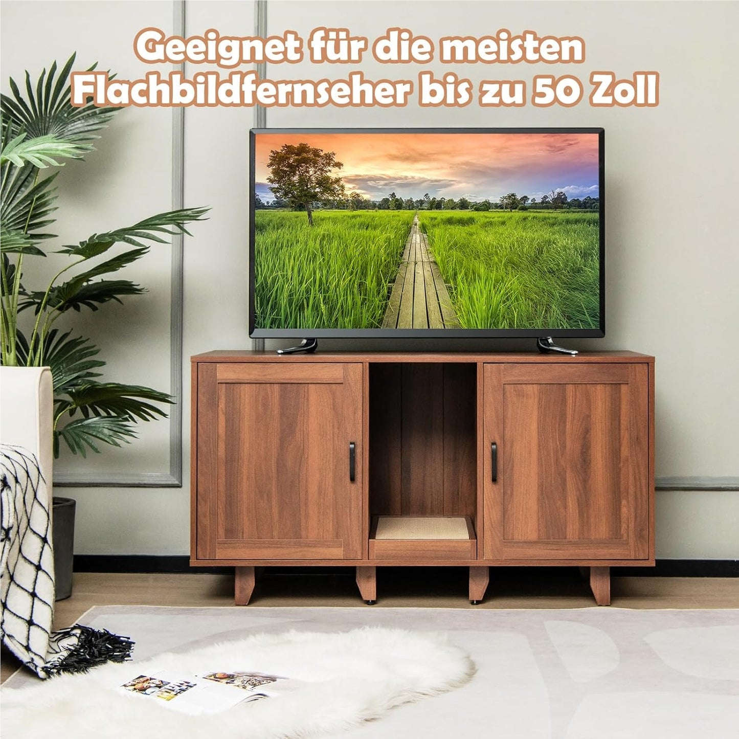 Kat Toilet Kast – Kattenbak Kast – Kat Huis Meubel – Krabplank Kast – Honden Meubel – 120x52x65 cm – Moderne Koffiekleur