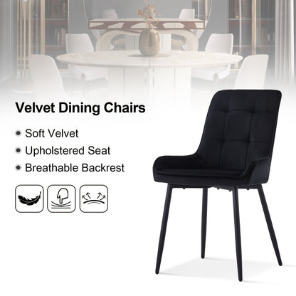 Velvet Stoelen – Eetkamerstoelen – Bureaustoelen – Vergaderstoelen – Wachtkamerstoelen – Set Van 2 Beige – Fluweelzachte Bekleding – Stevige Metalen Pooten