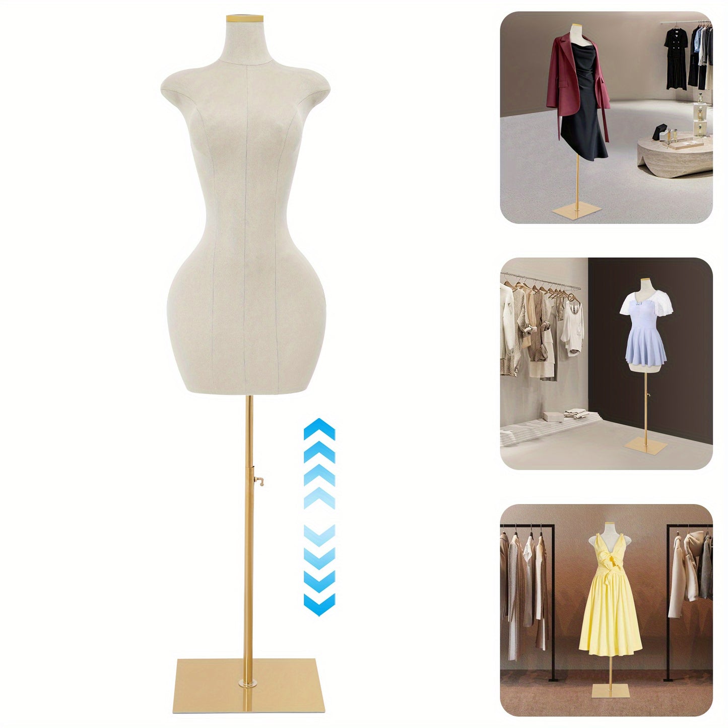 Dames Etalagepop – Modepop – Mannequin – Paspop – Winkelpop – Verstelbare Hoogte 150-210 cm – Duurzaam PU Materiaal – Wit