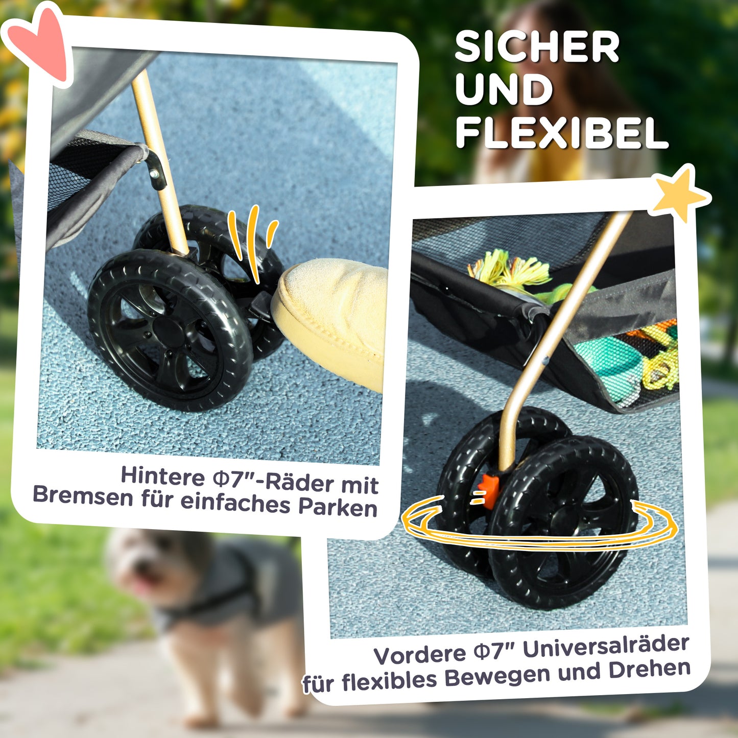 3-in-1 Dierenwagen – Huisdierwagen – Hondenbuggy – Kattenwagen – Draagbare Dierenwagen – Grijs – Opvouwbaar Met Veiligheidsharnassen – Duurzaam 600D Oxford Polyester