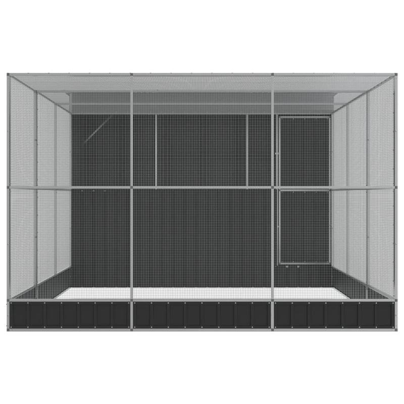 Silvery Galvanized Steel Aviary with Expandable Chamber 497x303x216cm - Heavy-Duty Modular Enclosure, Powder-Coated Finish, Reinforced for Medium Birds, Pet Bird Housing, Bird Enclosure, Sturdy Construction, Weatherresistant