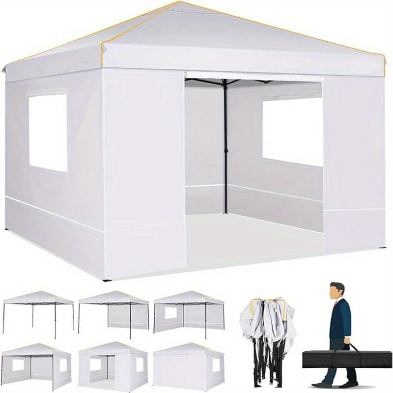 3.05x3.05meter Folding Outdoor Canopy, Professional with 4 Side Walls, Garden Tent Foldable, Stable, Quick to Set Up, Party Tent, Suitable for Outdoor Weddings, Camping, Commercial Activities, Outdoor Only