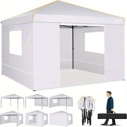 3.05x3.05meter Folding Outdoor Canopy, Professional with 4 Side Walls, Garden Tent Foldable, Stable, Quick to Set Up, Party Tent, Suitable for Outdoor Weddings, Camping, Commercial Activities, Outdoor Only