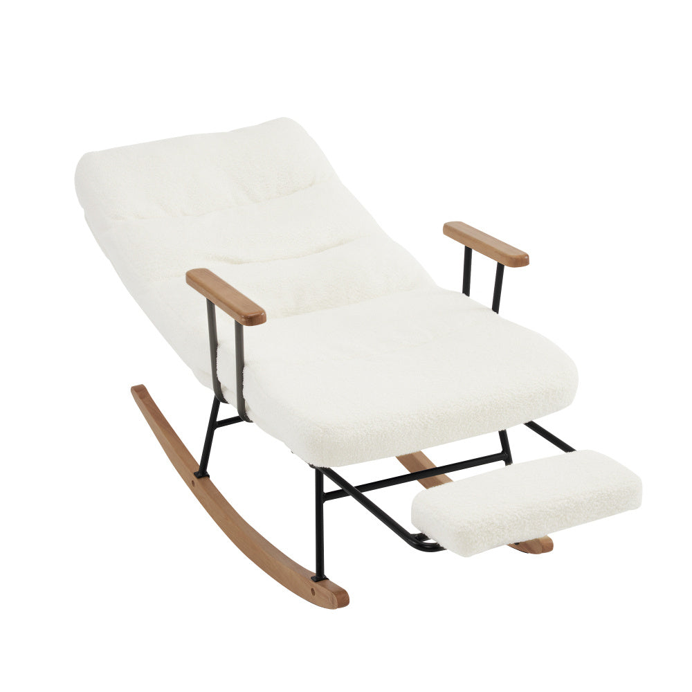 Schommelstoel – Relaxstoel – Fauteuil – Lounge stoel – Voedingsstoel – Comfortabele Velvet Bekleding – Handmatig Verstelbare Voetsteun