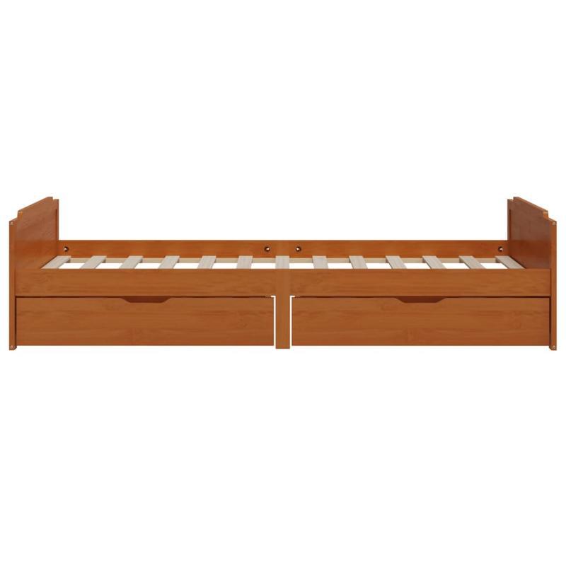 Bedframe – Bedbodem – Slaapbank – Eenpersoonsbed – Logeerbed – Massief Dennenhout – Ingebouwde Opberglades – Montagesysteem Zonder Gereedschap – 90x200 cm – Minimalistisch Design