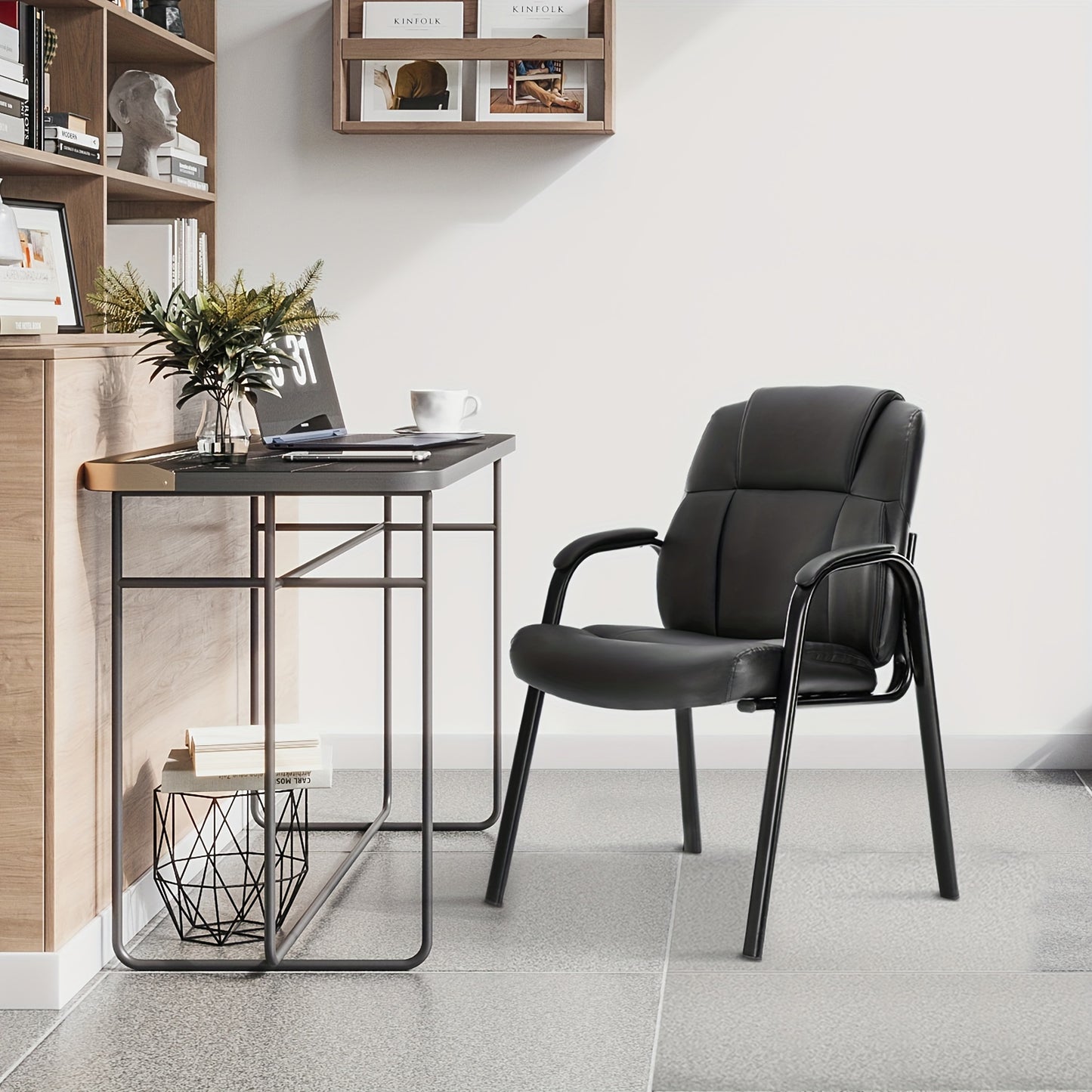 Ergonomische Bureaustoel – Kantoorstoel – Vergaderstoel – Thuiswerkstoel – Directiestoel – PU Leer – Stevige Vijfwielbasis – Comfortabele Gewatteerde Zitting – Zwart
