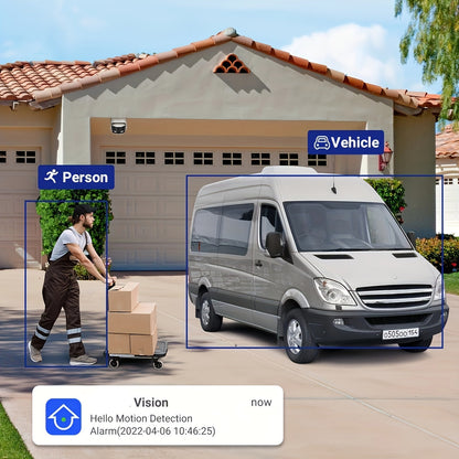 Bewakingscamera – Beveiligingscamera – Surveillance Camera – CCTV Camera – 6MP PoE Camera – Dubbele Lens met 180° Kijkhoek – Kleurennachtzicht en 2-weg Audio