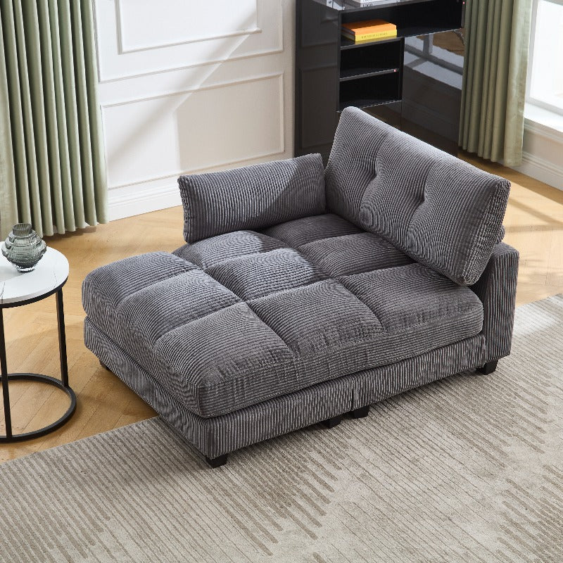 Palmen Stoel – Lounge Stoel – Relaxstoel – Recliner – Zetel – Met Fluffy Gestreepte Kussens – Met 3 Bekerhouders & Zijvak – Stevig Metalen Frame – Met Zachte Bekleding