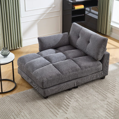 Palmen Stoel – Lounge Stoel – Relaxstoel – Recliner – Zetel – Met Fluffy Gestreepte Kussens – Met 3 Bekerhouders & Zijvak – Stevig Metalen Frame – Met Zachte Bekleding