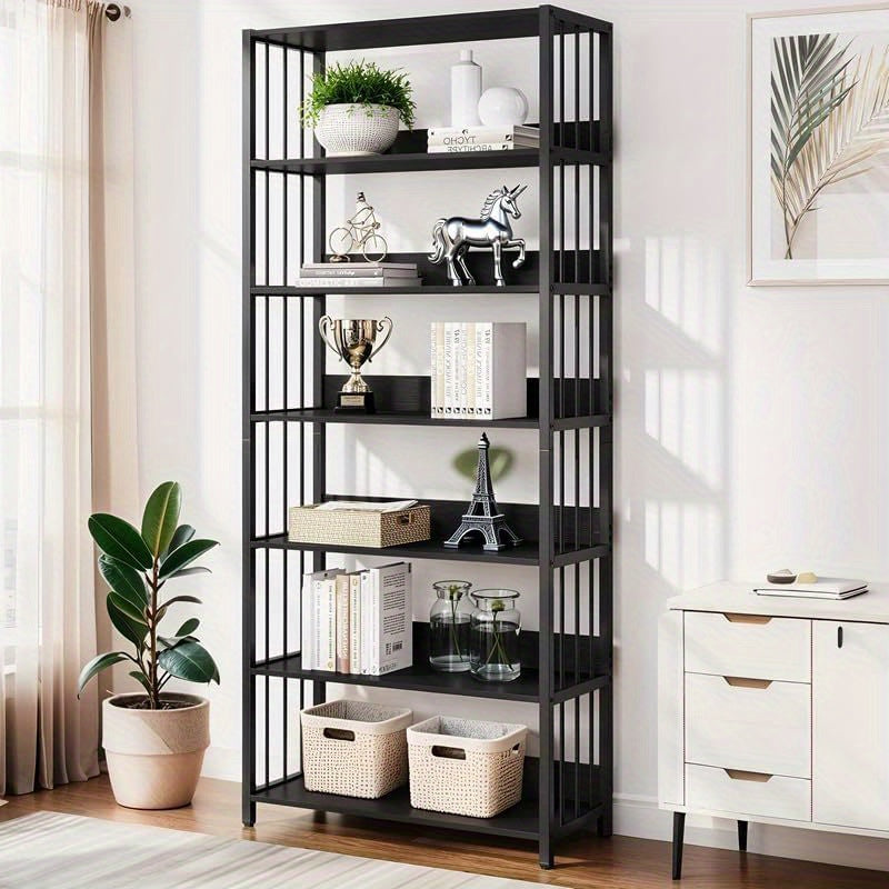 Metalen Boekenkast – Boekenkast – Boekenrek – Opbergkast – Wandrek – 6-laags – Zwart Metaal – Compact 70x30x180 cm – Draagvermogen 50 kg per Plank