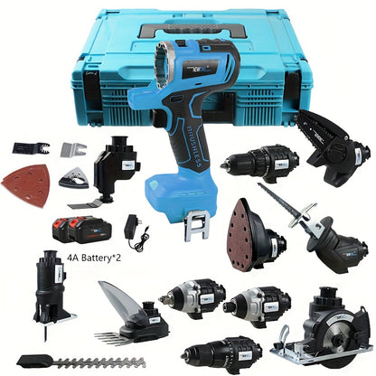 Accuboormachine – Boormachine – Schroefboormachine – Klopboormachine – Boortol – Brushless Motor – 8V Lithium-ion Batterij – 12-delige Draadloze Set in Koffer