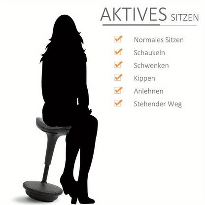 Office Stool with Swivel Function, Ergonomic Design, Adjustable Height from 65.5 to 83.5 Cm, Tiltable at 120°, Gray Color, Leisure Chair, Comfortable Living Room Furniture, Multifunctional Seat, Suitable for Living Room, Bed