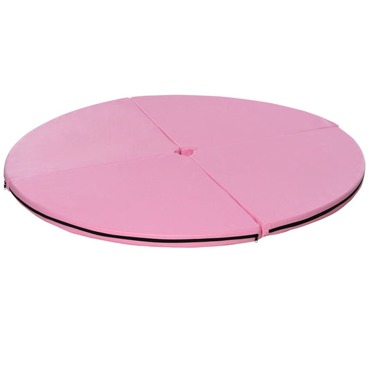 Paaldansmat – Valmat – Beschermmat – Oefenmat – Sportmat – Diameter 150 cm – Dikte 5 cm – Opvouwbaar – Waterdicht kunststof – Roze