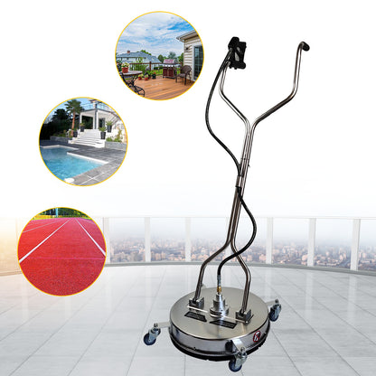 Hogedruk Oppervlakte Reiniger – Terrasreiniger – Zwembadreiniger – Opritreiniger – Schoolpleinreiniger – Roestvrijstalen Behuizing – 4500 PSI Krachtige Reiniging – 4 Universele Wielen – Professioneel & Duurzaam – Modern Variant