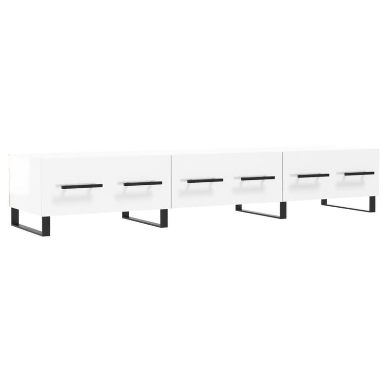 Modern TV Stand with Built-in Media Console - Heavy-Duty TV Cabinet, Space-Saving Wall-Mounted Entertainment Center, White Glossy