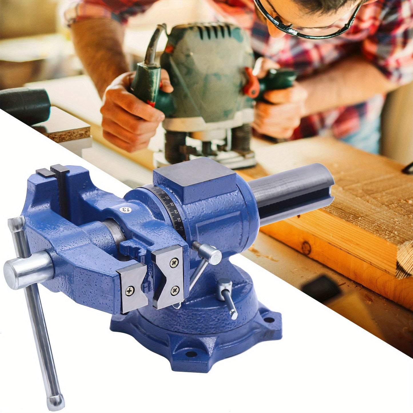 Ijzerbankschroef – Bankschroef – Werkbankschroef – Handbankschroef – Draaibare bankschroef – 4 Inch – 360° Draaibaar – Hardhouten Bek