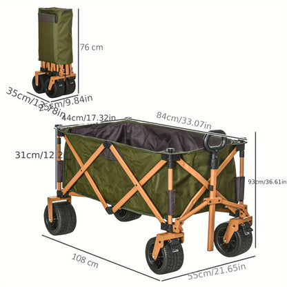 Vouwkar – Bolderkar – Transportwagen – Bolderwagen – Tuinkar – Draagvermogen 120 kg – Inklapbaar Groen