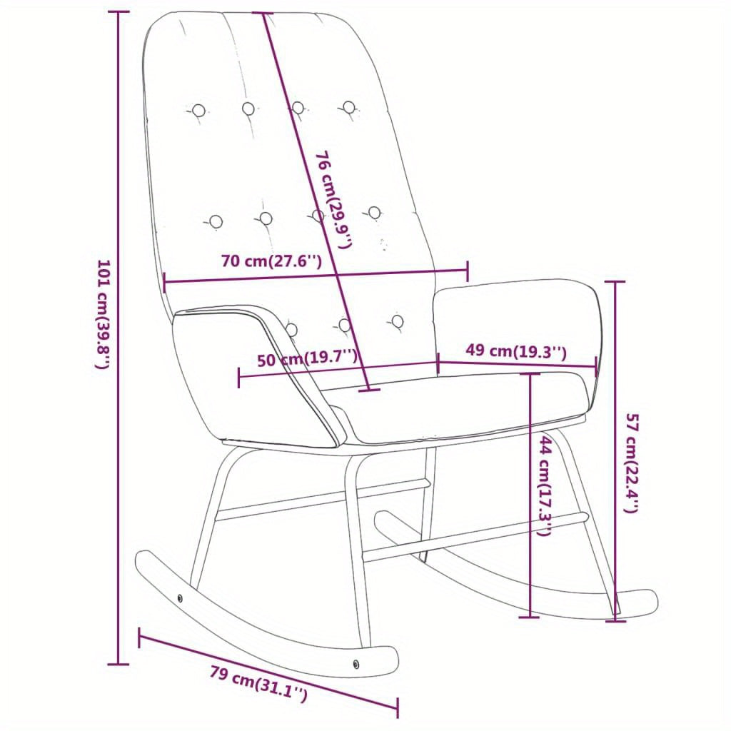 Schommelstoel – Schommeldstoel – Relaxstoel – Lounge Stoel – Donkergrijze Stoffering – Stevig Hardhout – Comfortabele Zitting