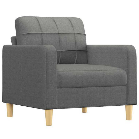 Fauteuil – Zitzetel – Relaxstoel – Leunstoel – Dragende Stoel – Donkergrijs Stof – Handmatig Verstelbaar – Stevig Hardhouten Frame