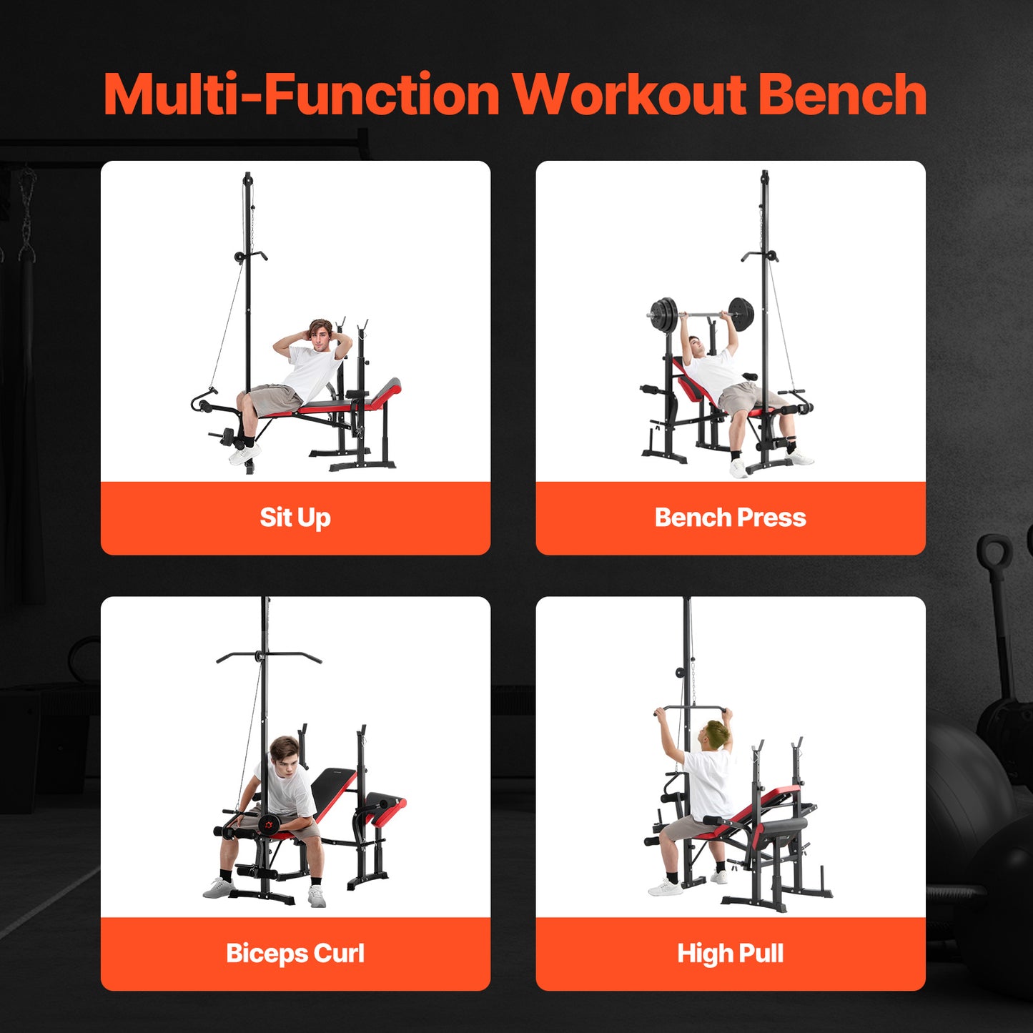 Fitnessbank – Gewichtbank – Trainingsbank – Krachtbank – Sit-up bank – Verstelbare Rugleuning – Industrieel Staal Met Antislipvoet – Comfortabele Foamkussens