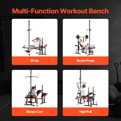 Fitnessbank – Gewichtbank – Trainingsbank – Krachtbank – Sit-up bank – Verstelbare Rugleuning – Industrieel Staal Met Antislipvoet – Comfortabele Foamkussens