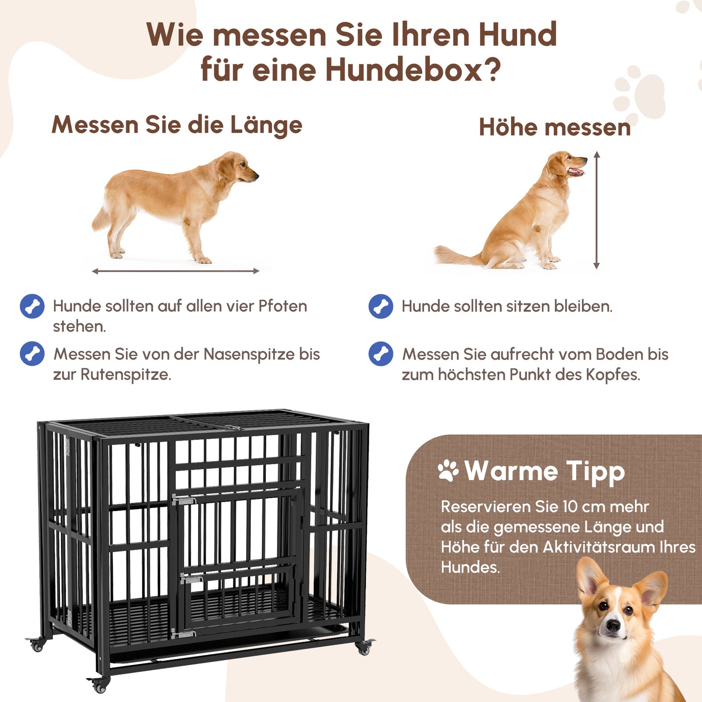 Hondenbench – Hondenkooi – Hondenren – Hondenhok – Hondenverblijf – Vouwbaar Ontwerp – Universele Wieltjes – Uitneembare Bodemtray – Zwart – 94 x 58 x 78 cm