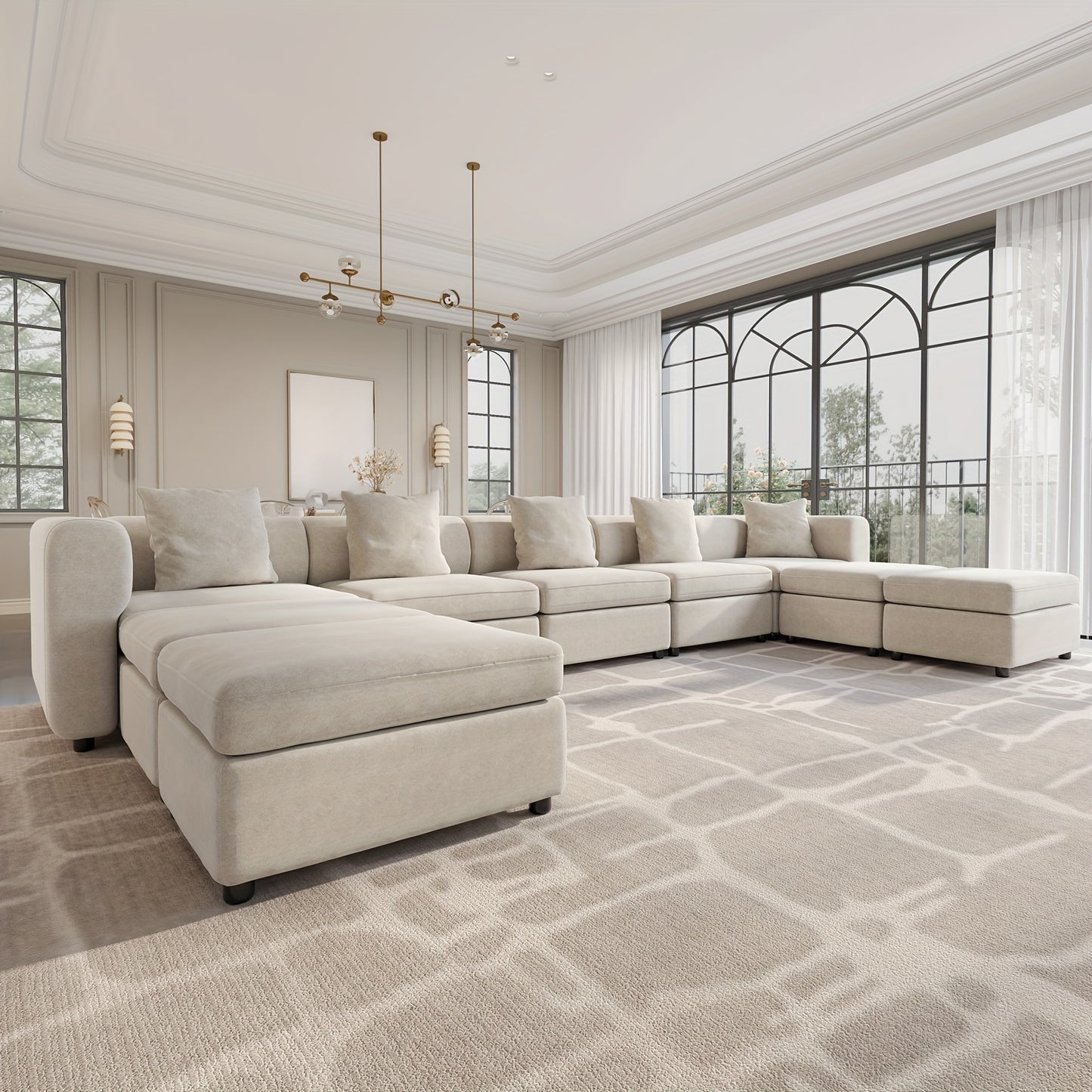 Moderne Modulaire Hoekbank – Sectional Bank – Zithoek – Loungebank – Modulaire Sofa – Beige Kleur – Royale Zitruimte – Eenvoudige Montage