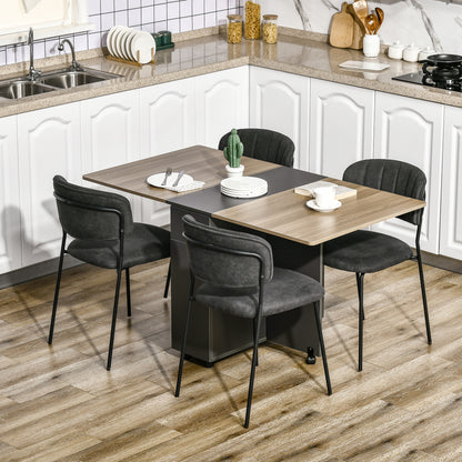 Opvouwbare Eettafel – Uitschuifbare Tafel – Keukentafel – Multifuntionele Tafel – Trolley Tafel – Met Wielen – 2 Lades & 1 Kast – 76x140x74 cm Grijs/Naturel Hout