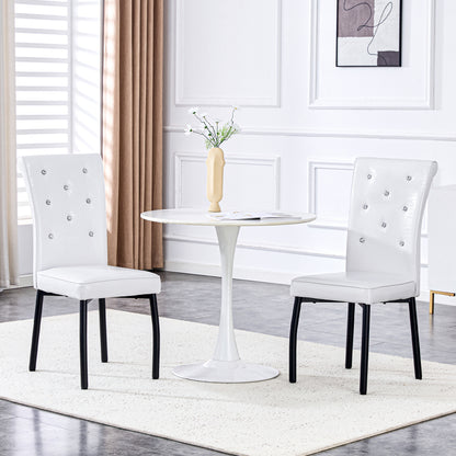 A Set of Two Black Vintage Crocodile-Patterned Upholstered Dining Chairs | Featuring Crystal Buckle Detailing And Faux Leather Accents, Lends an Air of Elegance And Mystery to The Dining Area, Suitable for Hard Floors, Wipe C