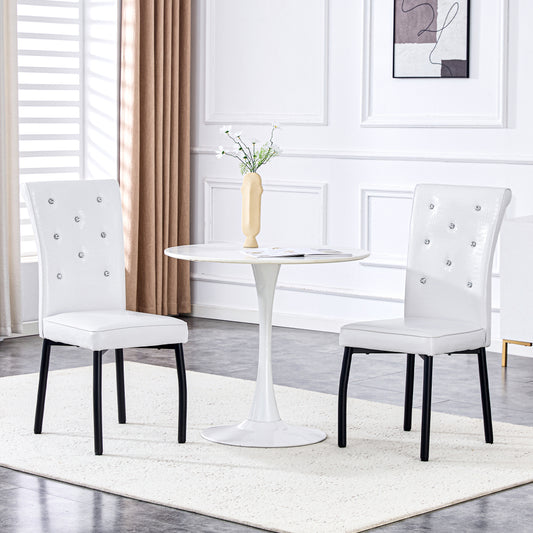 A Set of Two Black Vintage Crocodile-Patterned Upholstered Dining Chairs | Featuring Crystal Buckle Detailing And Faux Leather Accents, Lends an Air of Elegance And Mystery to The Dining Area, Suitable for Hard Floors, Wipe C