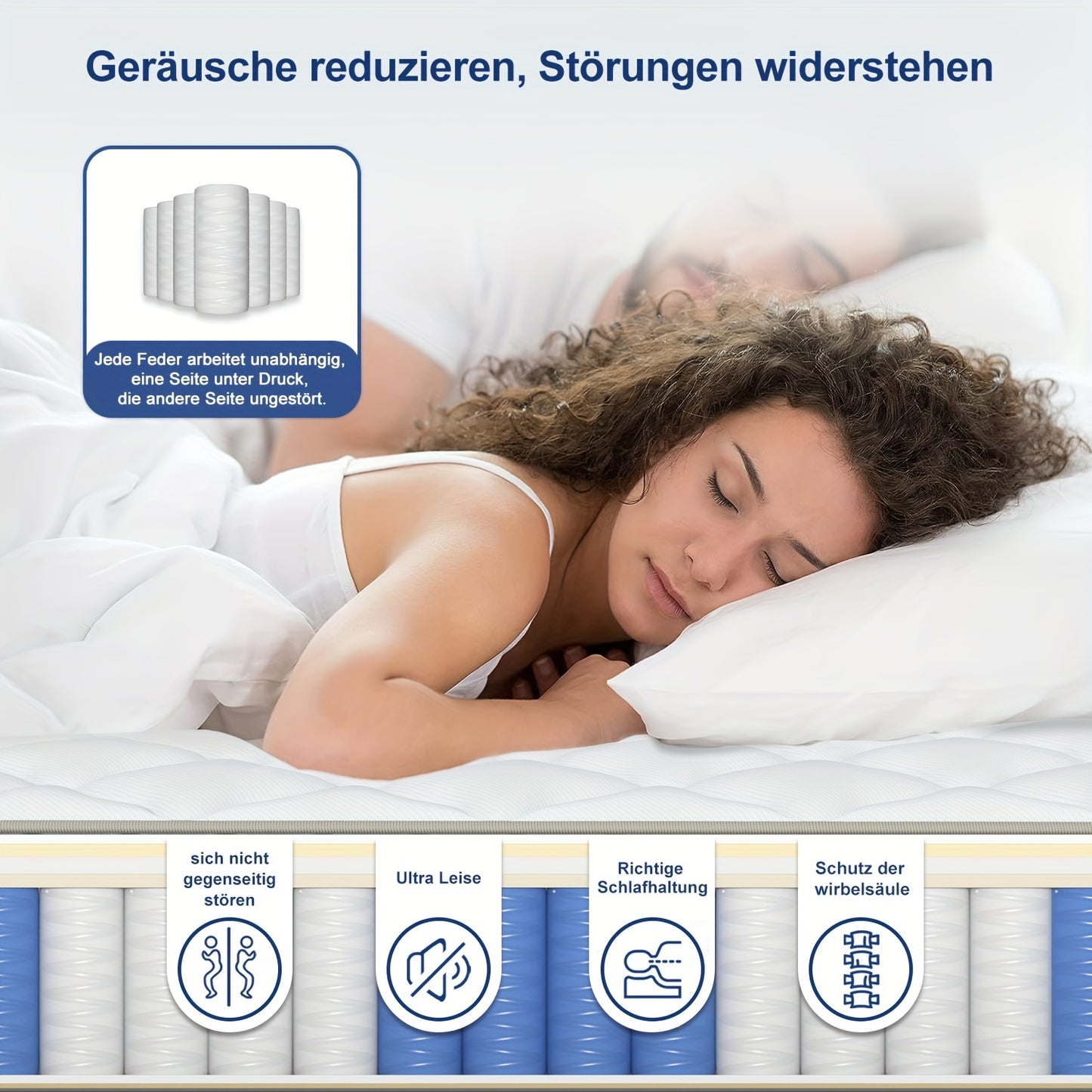 Carroltt Mattress 7-zone, Spring Mattress 22cm High, Pocket Spring Mattress Firmness Grade H3/mattresses For Adults