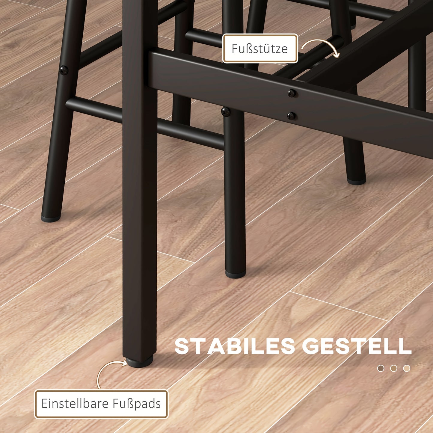 Bartafelset – Barkrukken Set – Eettafel Industrieel – Bar Meubel Set – Keukentafel 3-Delig – Stalen Frame – Rustiek Bruin