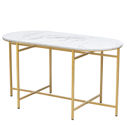 Eettafelset – Eethoek – Keukentafelset – Zitgroep – Tafeltje Met Krukken – Stalen Frame – Modern Wit Goud – 140x70x76 cm – Draaggewicht 120 kg