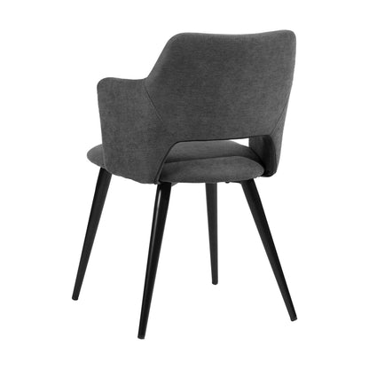 Eetkamerstoelen – Stoelen Set – Dining Chairs – Design Stoelen – Moderne Stoelen – Grijs – Met Zachte Stof – Zwart Metalen Frame – Open Rugleuning – Comfortabele Zitting – 47x48x80 cm – Set Van 4