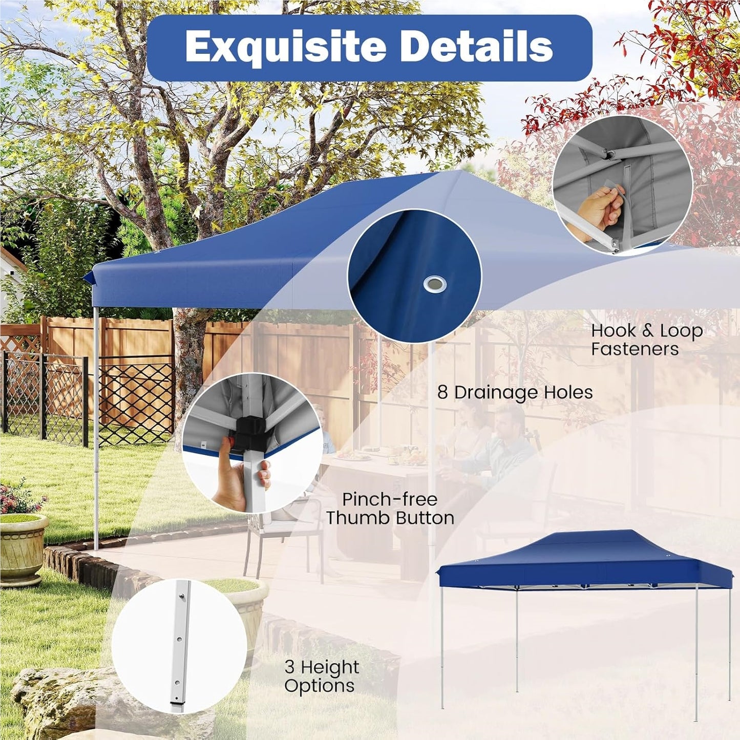 Partytent – Paviljoen – Easy-Up Tent – Vouwtent – Feesttent – 3x4,5 m – Waterafstotend Oxfordmateriaal – Verstelbare Hoogte