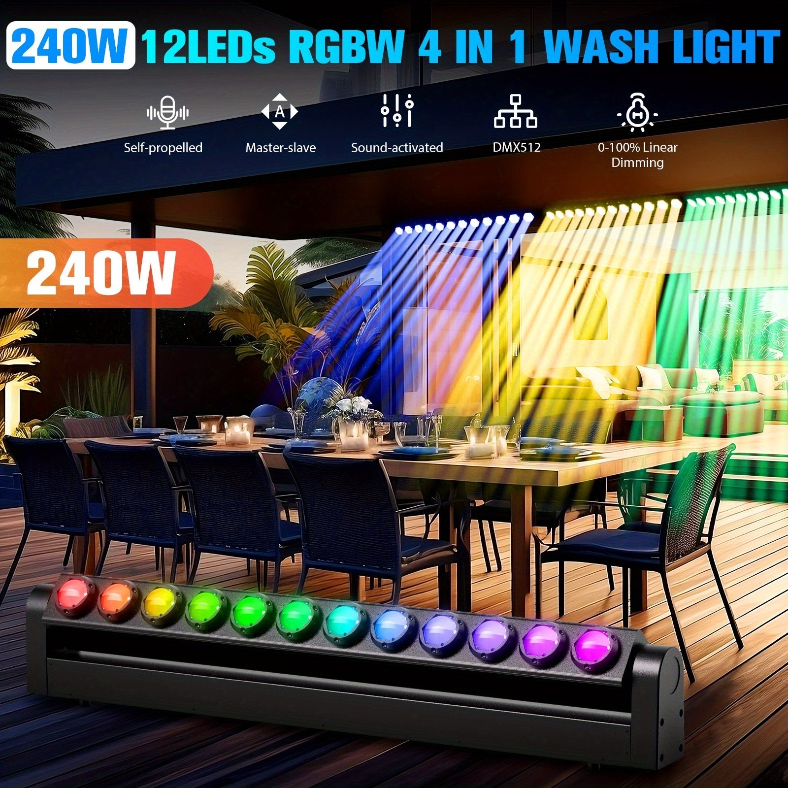 LED RGBW Moving Head Bar Light – DJ Licht – Stage Verlichting – Disco Lamp – KTV Spot – 270W Hoog Vermogen – DMX512 Controle - QUORE