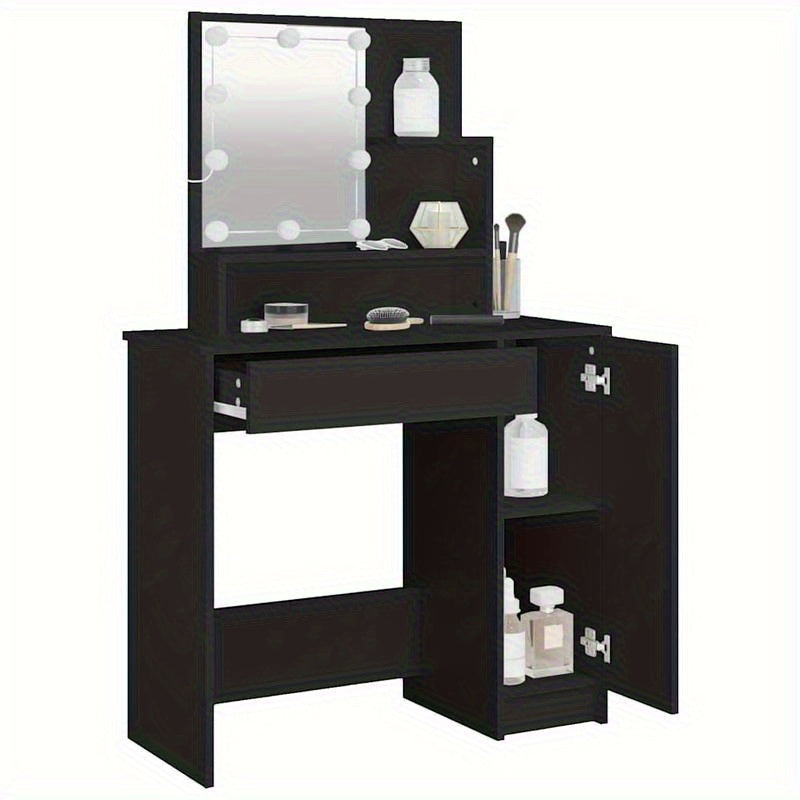 Kaptafel – Make-up Tafel – Vanity – Dressing Table – Make-up Station – Mat Zwart – MDF Materiaal – Compact Ontwerp met Lades