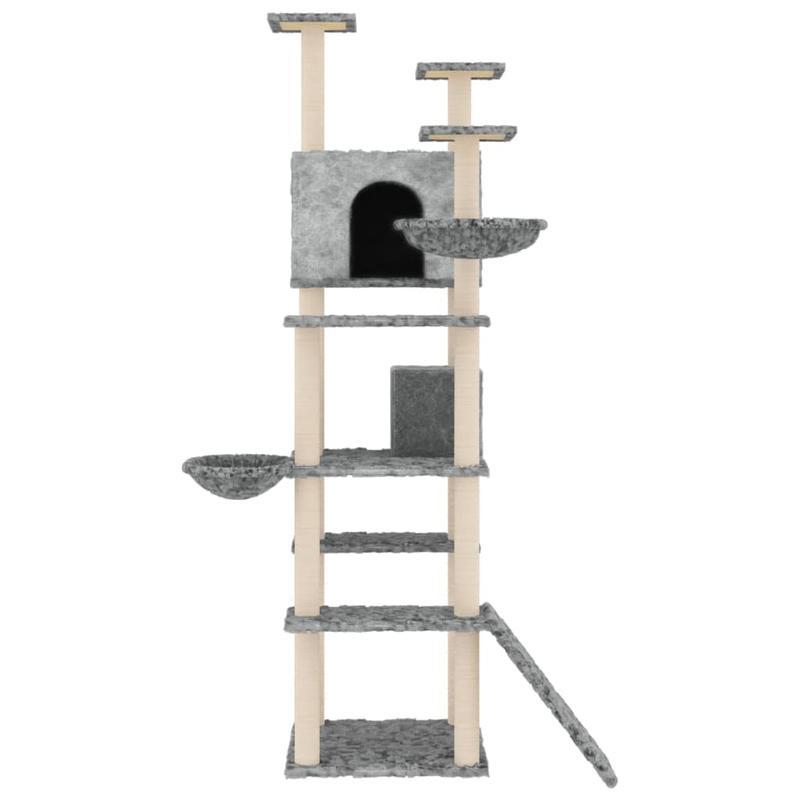 Krabpaal – Kattenklimrek – Krabmeubel – Kattenboom – Krabplank – Duurzaam Hout – 191 cm Hoog – Lichtgrijs