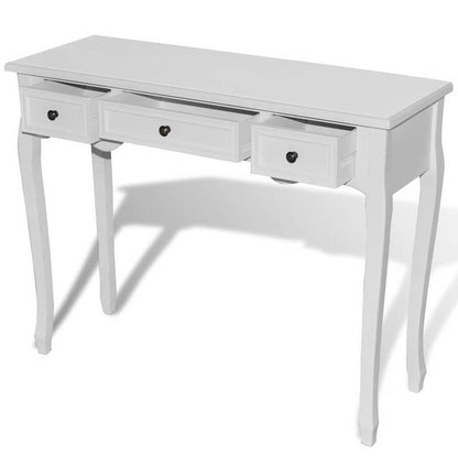 Sidetable – Consoletafel – Wandtafel – Haltafel – Dressoir – 3 Ruime Laden – Stevig Hardhouten Frame – Strak Wit Afgewerkt