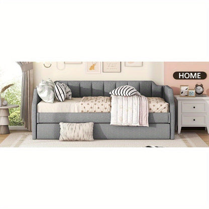 Uitschuifbed – Dagbed – Slaapbank – Eenpersoonsbed – Multifunctioneel Bed – Rollend Frame – Gemakkelijk Montage – Niet-Houten Materiaal – Grijs – Compact Voor Studios