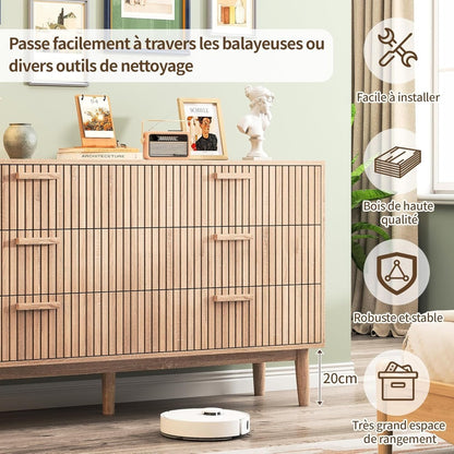 6-ladenkast – Opbergkast – Ladekast – Dressoir – Kledingkast – Ruime Opbergruimte – Hoogwaardig MDF Met Houten Poten