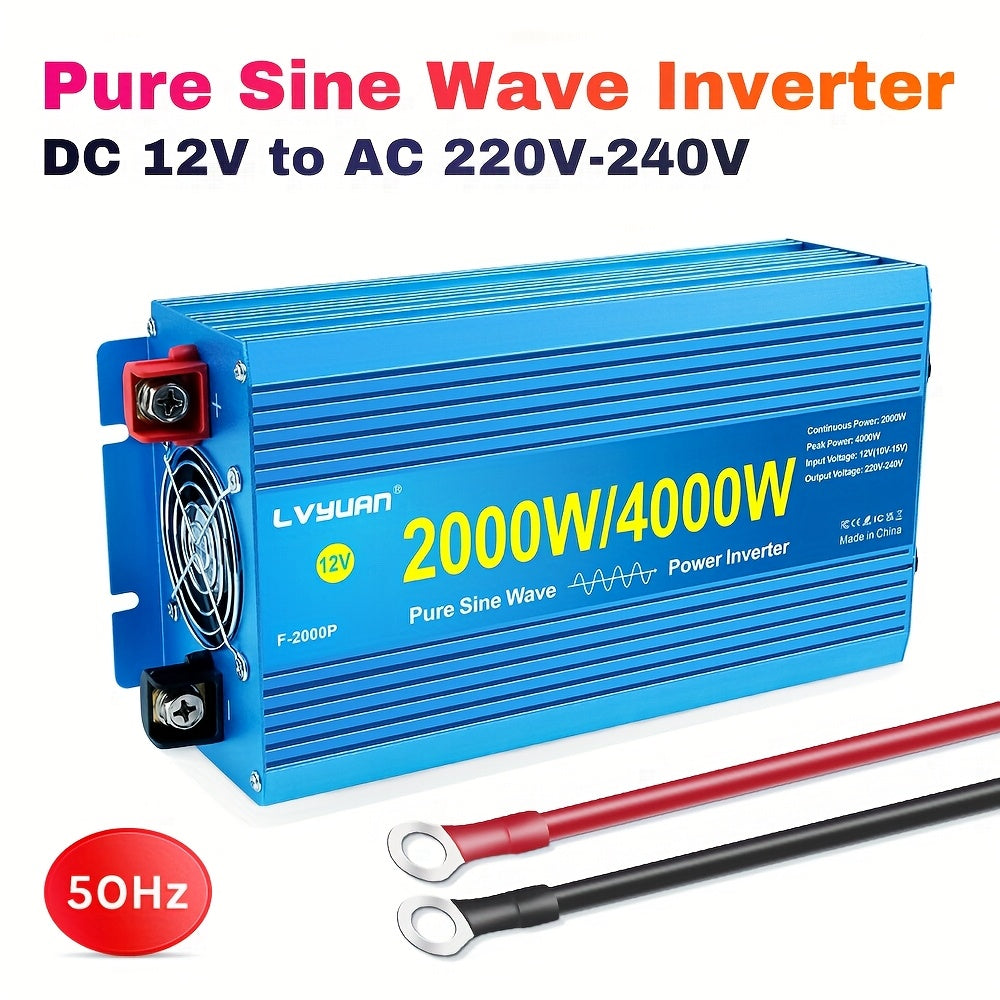Omvormer 12V Naar 220V – Spanningomzetter – Power Inverter – Stroomomvormer – DC AC Converter – 2000W Continu / 4000W Piek – Zuivere Sinusgolf – LCD Display