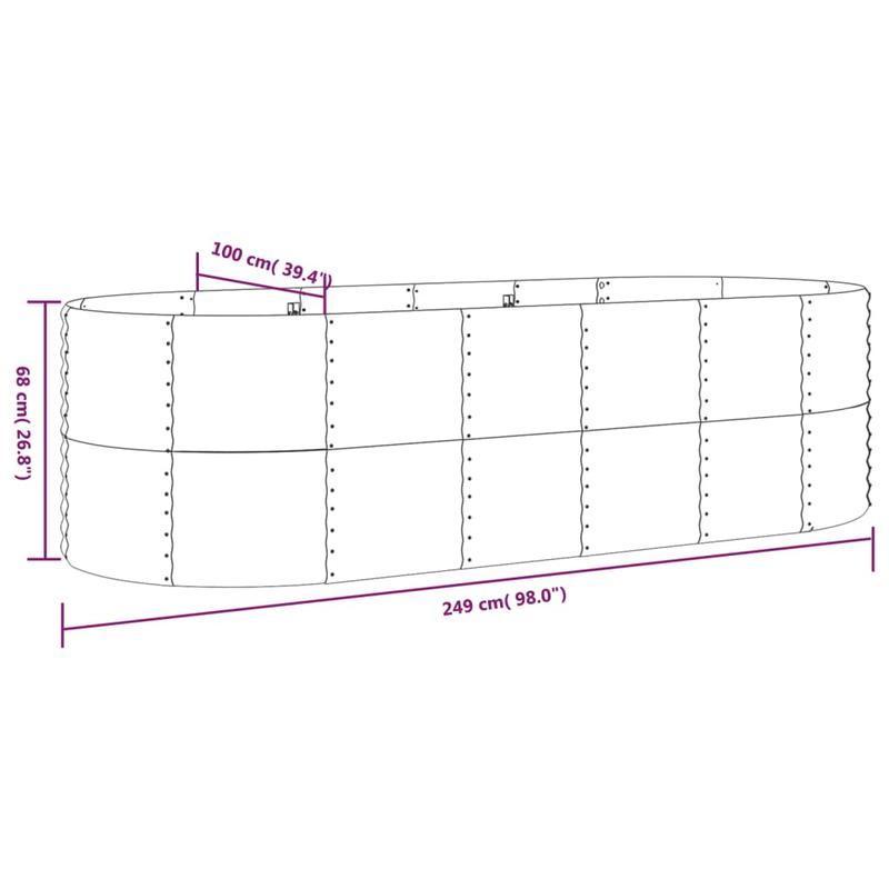 Tuinbed – Plantenrek – Moestuinbak – Bloemenrek – Verhoogd Bed – Gepoedercoat Staal – Groot Formaat 249x100x68 cm – Duurzaam & Roestbestendig