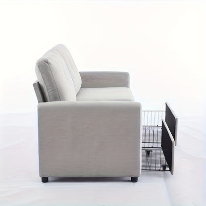 Bank – Tweezitsbank – 2-Zitsbank – Sofa – Zitmeubel – Lichtgrijs Stof – Opberglades – Compact Design – Zacht Zitcomfort